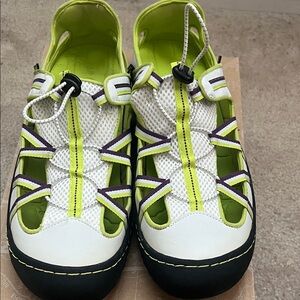J-41 White and Lime Green Sport Sandals